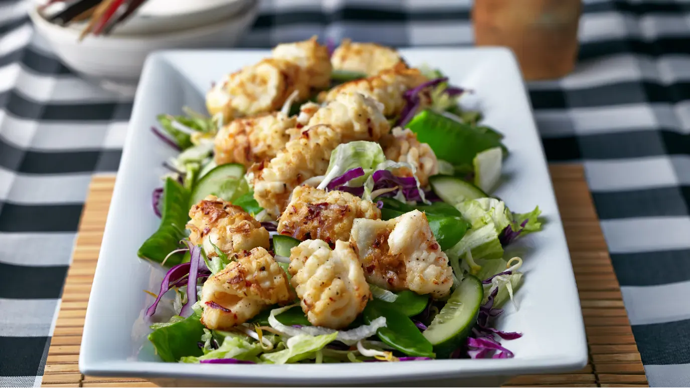 Ginger Stir-fried Calamari Salad